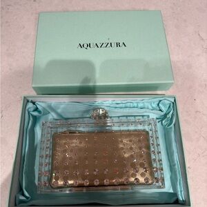 Aquazzura Crystal-Embellished Gold Clutch